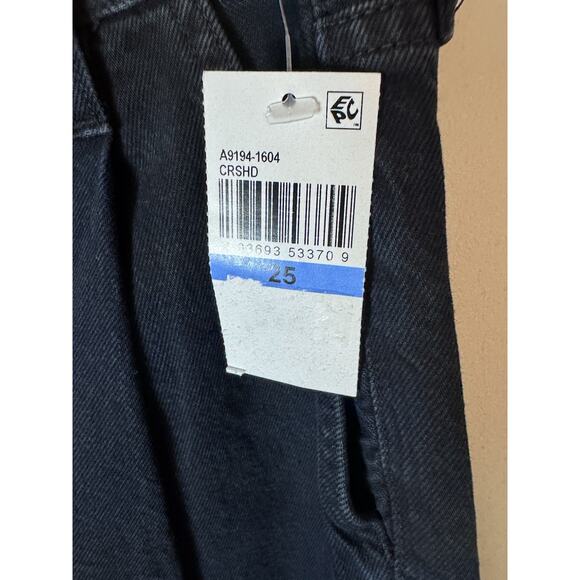 Agolde Ellis Wide Leg Denim Trouser - Crushed Black Sz 25 $268 - Picture 10 of 16